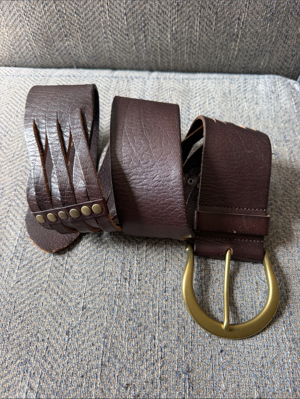 Linea Pelle Women’s Brown Leather Wide Fashioned Belt Size: M